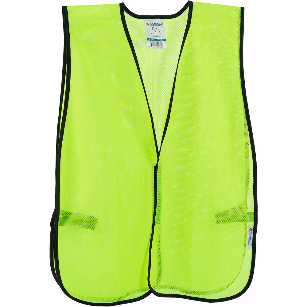 Global Industrial 641642L Hi-Vis Safety Vest - Mesh, Lime - One Size