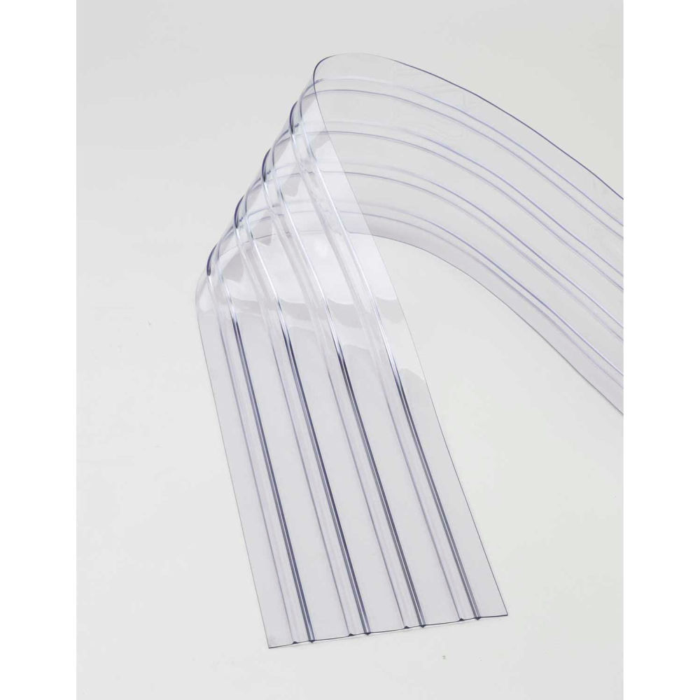 Picture of Global Industrial 786CP19 Replacement 12 in. x 12 ft. Scratch Resistant Ribbed Clear Strip for Strip Curtains