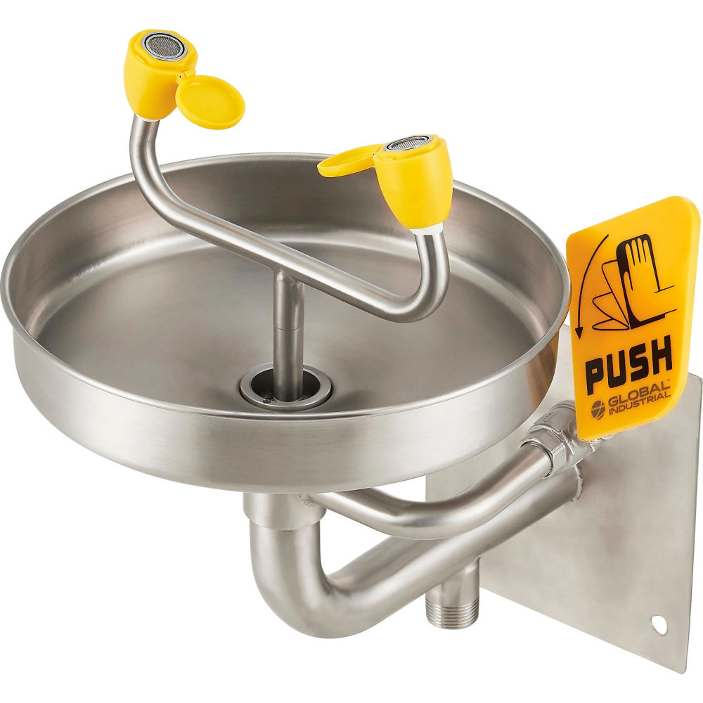 Global Industrial 708381SS Emergency Eyewash Station Wall Mount Stainless Steel
