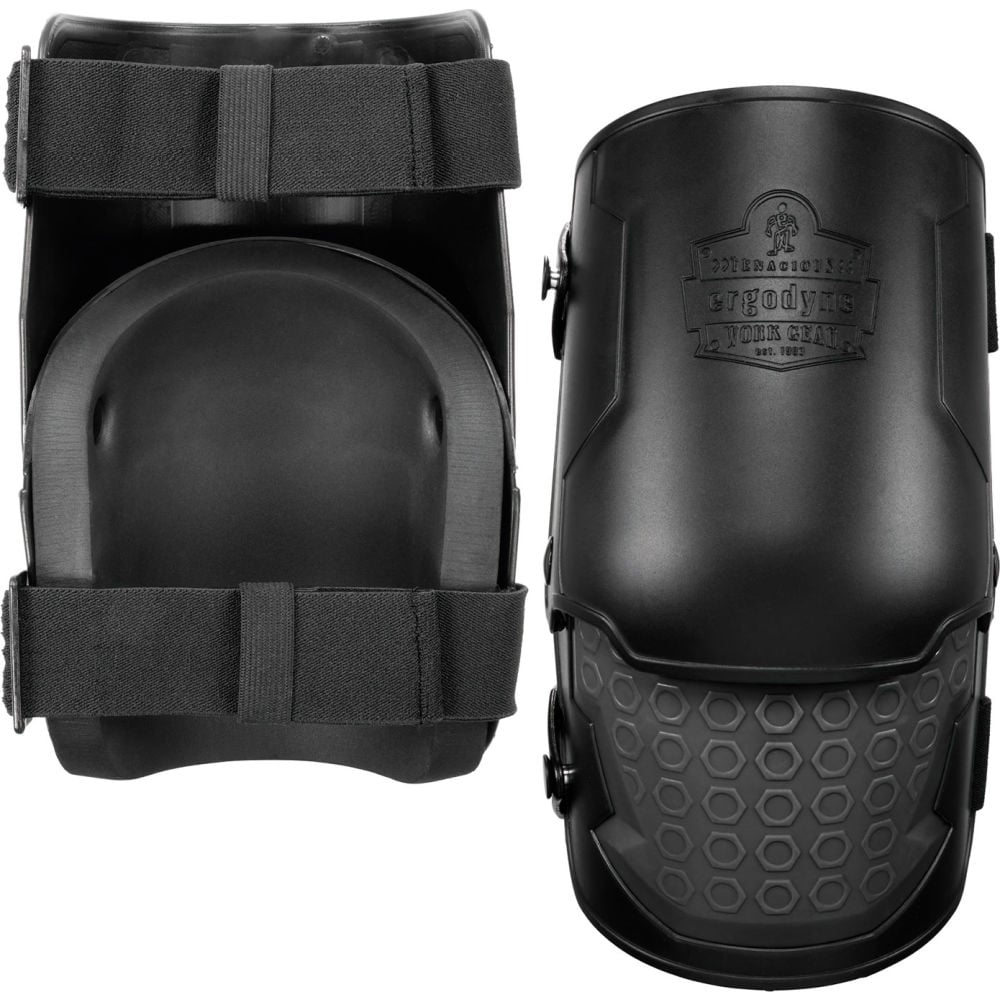 B3135384 Proflex 360 Hard Shell Hinged Knee Pads Non-Marring Rubber Cap, Black - Set of 2