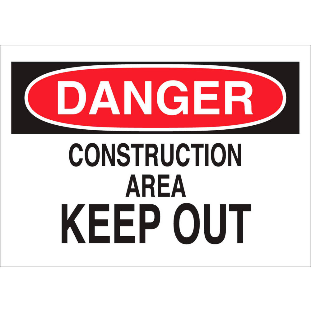 B2249524 25804 Danger Construction Area Keep Out Sign Polystyrene - 14 x 10 in.