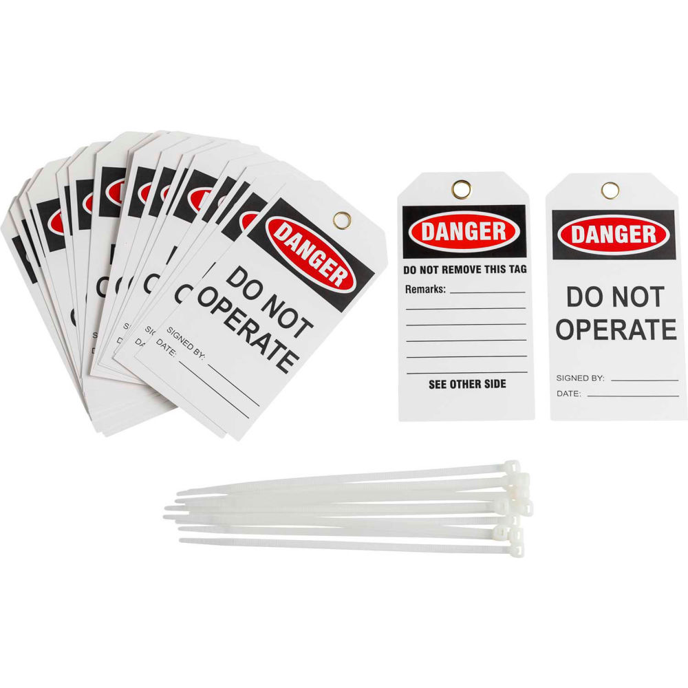 B2249565 TG035E Lockout Tag - Danger Do Not Operate 2 Sided Vinyl - 25 per Pack