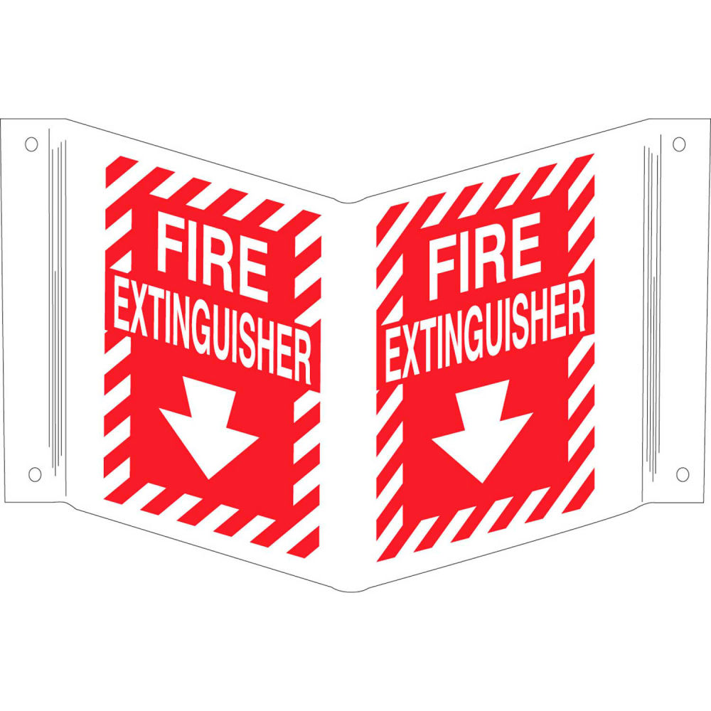 B2249650 96908 Fire Extinguisher V Sign - 2 Sided Polyethylene - 18 x 12 in.