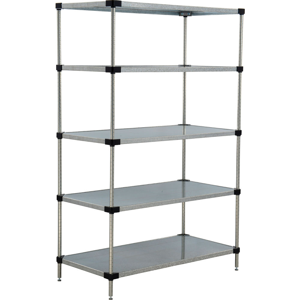 Global Industrial 18547SZ5 Nexel 5 Shelf Galvanized Steel Solid Shelving Unit Starter - 54 x 18 x 74 in.