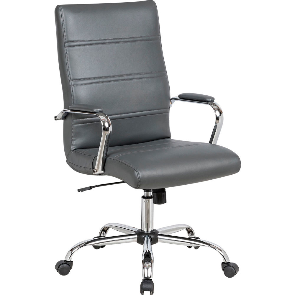 Picture of Global Industrial 695856GY-AM Interion Protective Synthetic Leather Managers Chair with Chrome Base Gray
