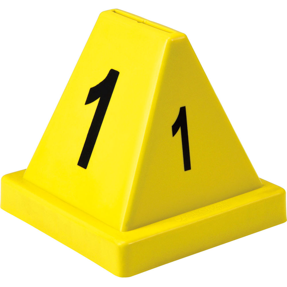 Numbered Cones, 1-20, 4-1/2L x 4-1/2W x 4-3/8H, Yellow
