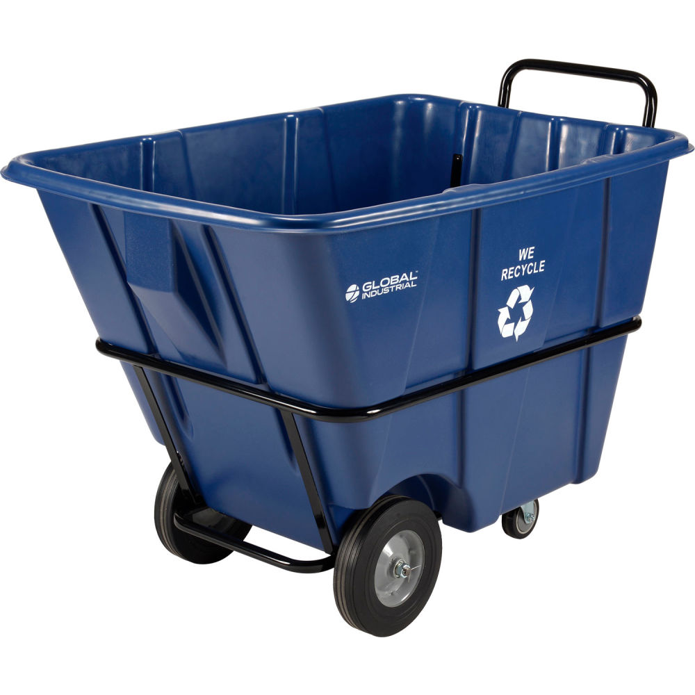 Global Industrial 984614HD Heavy Duty Plastic Recycling Tilt Truck - 0.5 cu. yard - 1400 lbs Cap, Blue -  GLOBAL INDUSTRIES