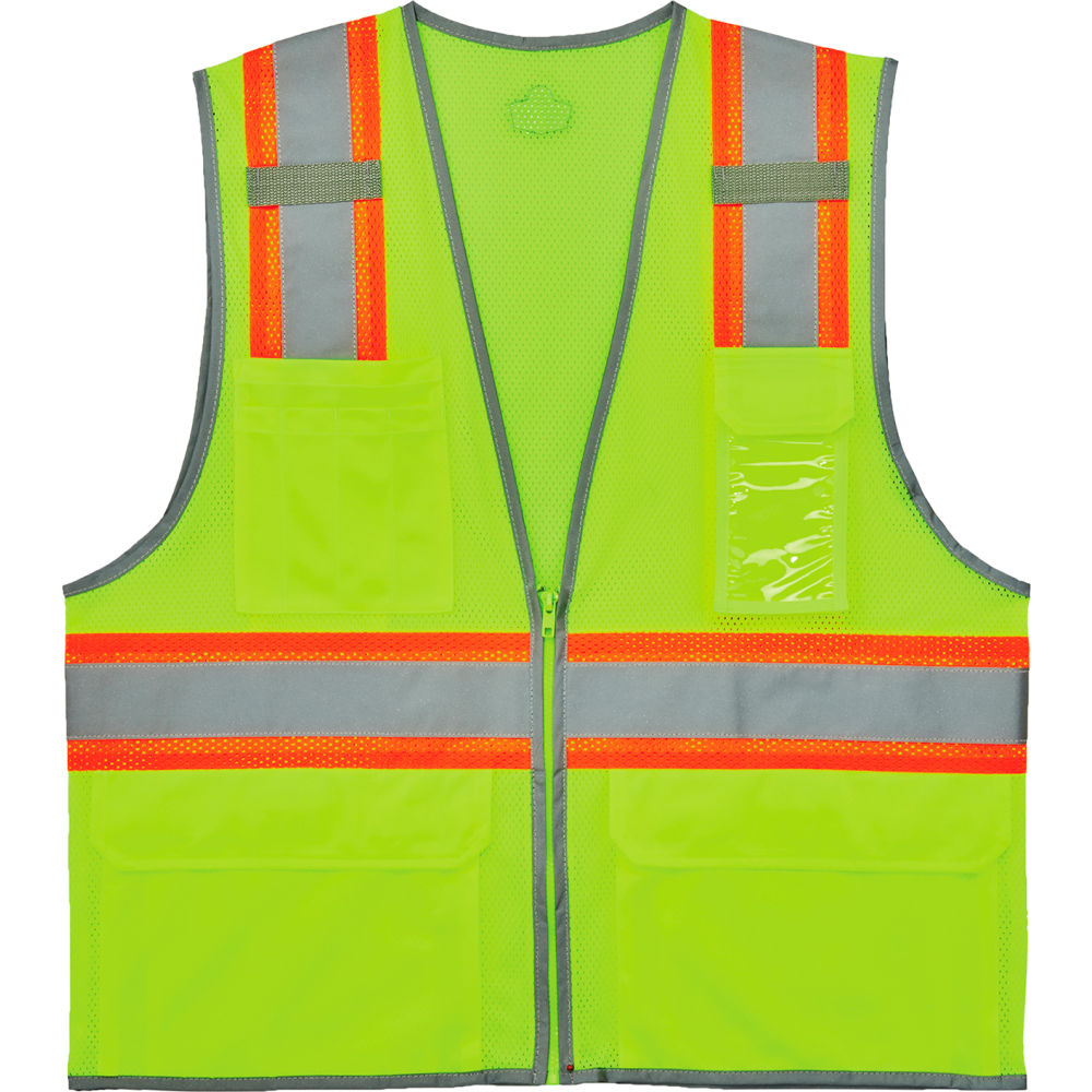 GloWear 8246Z-S Two-Tone Mesh Hi-Vis Safety Vest - Class 2 Single Size - Lime - 5XL