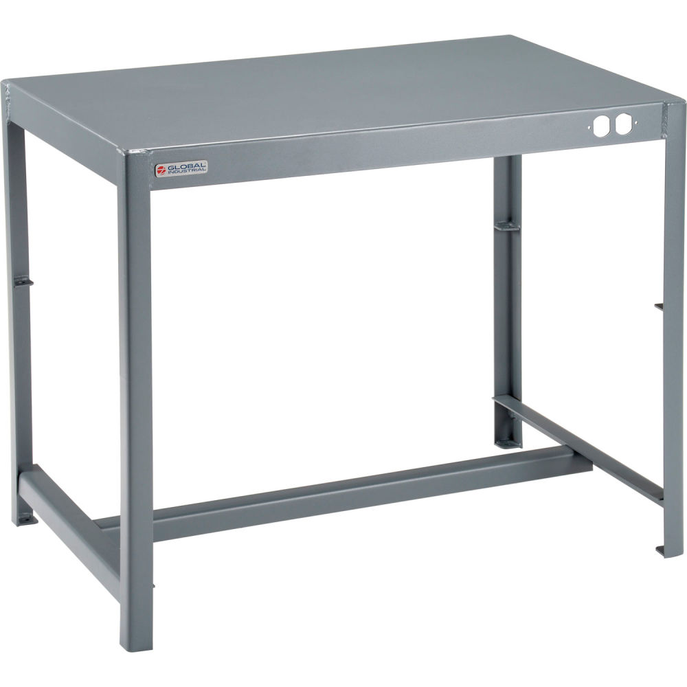 Global Industrial 493763 36 x 24 x 30 in. Deluxe Machine Table with 12 Gauge Welded Top, Gray