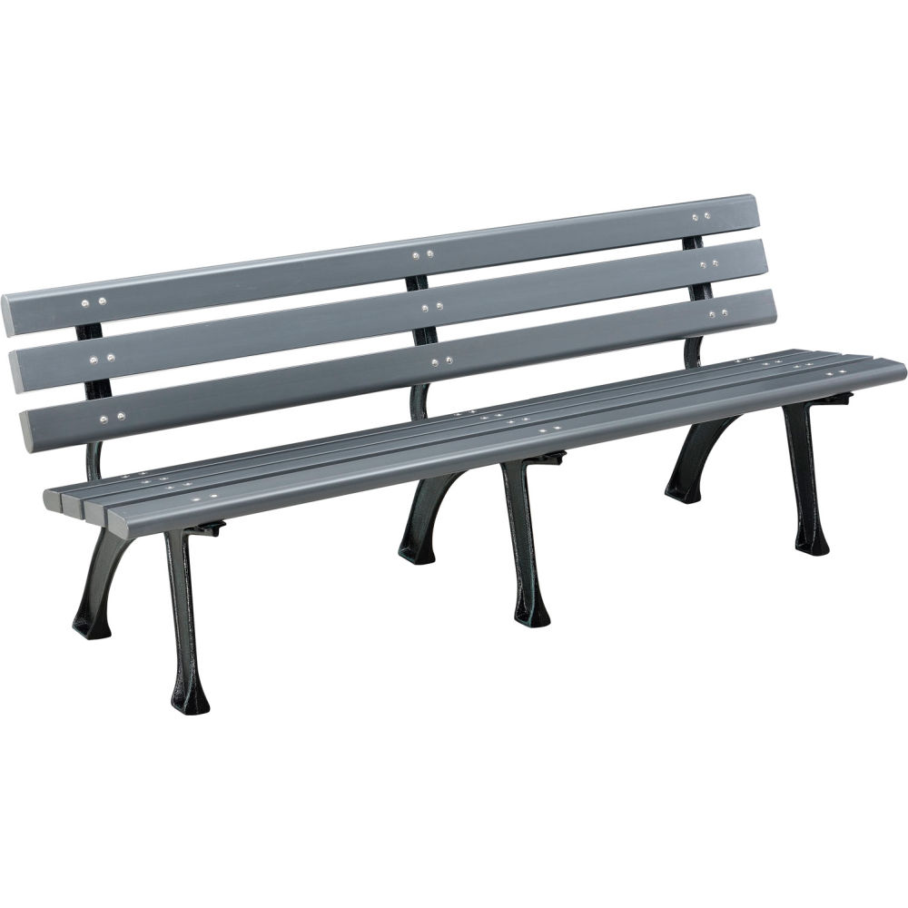 6 ft. Gray Park Bench with Backrest - Durable Recycled Material