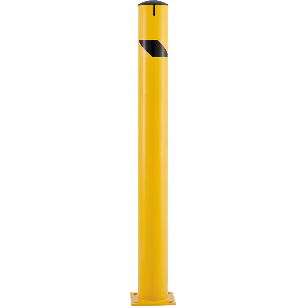 Steel Safety Bollard - Black Hazard - 5.5 x 60 in. - Removable Cap