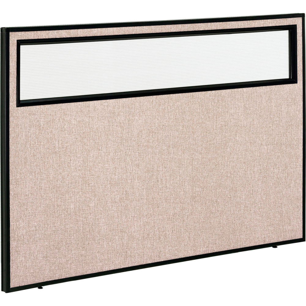 Office Partition Panel with Window - Tan - 60.25 x 42 in. - Flame Retardant