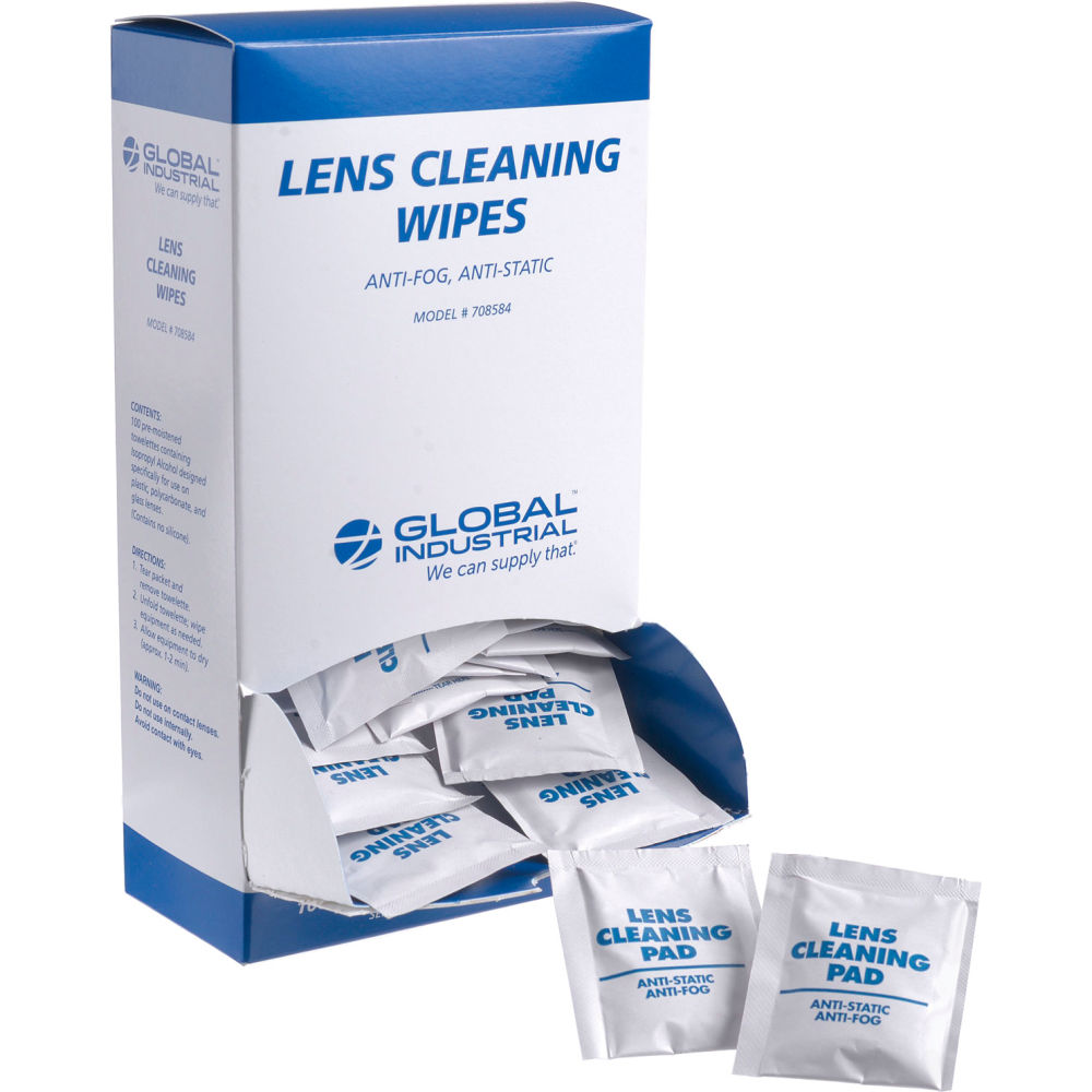 Global Industrial 708584 Lens Cleaning Wipes - 100 per Box