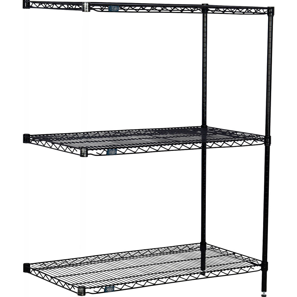 Global Industrial A14303B3 Nexel 3 Shelf Black Epoxy Add-On Wire Shelving Unit - 30 x 14 x 34 in.