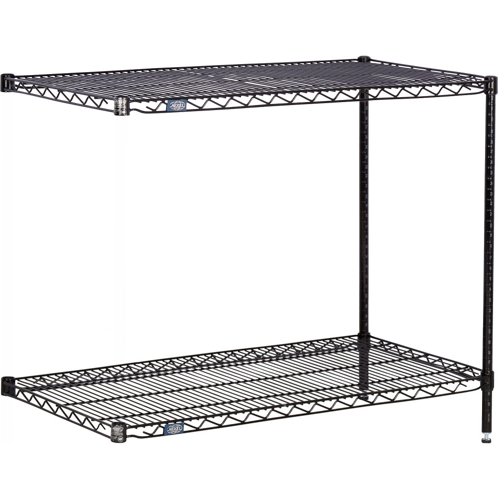 Global Industrial A18303B2 Nexel 2 Shelf Black Epoxy Add-On Wire Shelving Unit - 30 x 18 x 34 in.