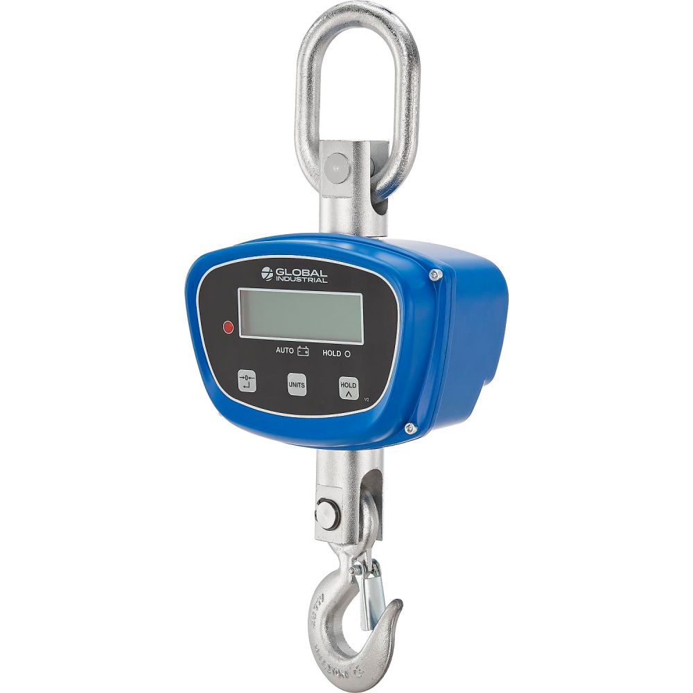 Global Industrial 412650 3000 x 1 lbs LCD Digital Crane Scale with Remote, Blue