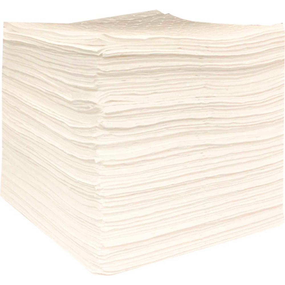 Picture of Global Industrial 670636 15 x 18 in. Heavyweight Oil Only Sorbent Pads&#44; White - Pack of 100