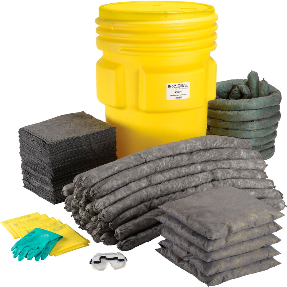 Global Industrial 670677 94 gal Universal Spill Drum Kit, Yellow