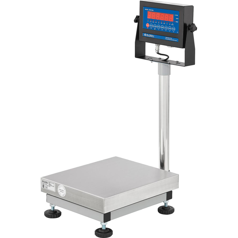 Global Industrial 412667 150 x 0.02 lbs NTEP Bench Scale LED Display, Silver