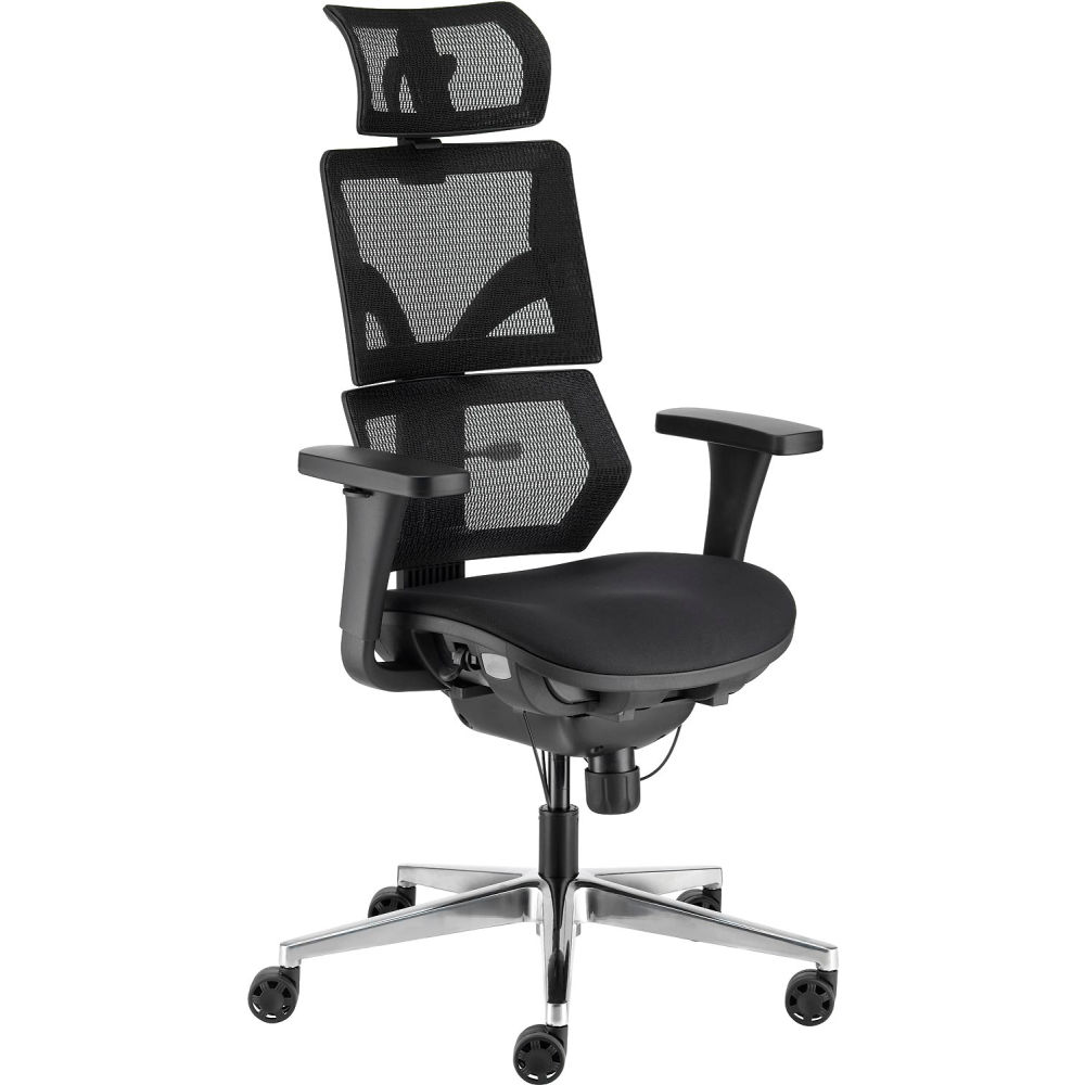 Global Industrial 695979 Interion Mesh Back Chair with Seat Slider & Headrest, Black