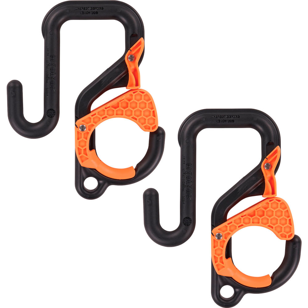 B3131909 3178 Locking Bucket Hook with Tethering Point Single - 3 in. - 40 lbs Cap, Black & Orange