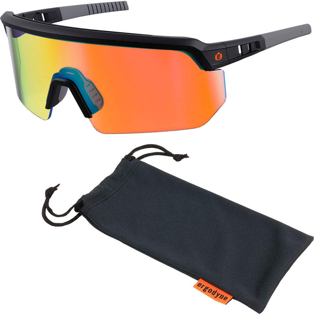 B3139683 Skullerz AEGIR-AFASM Half Frame Safety Glasses Orange Mirror Lens Matte Black Frame