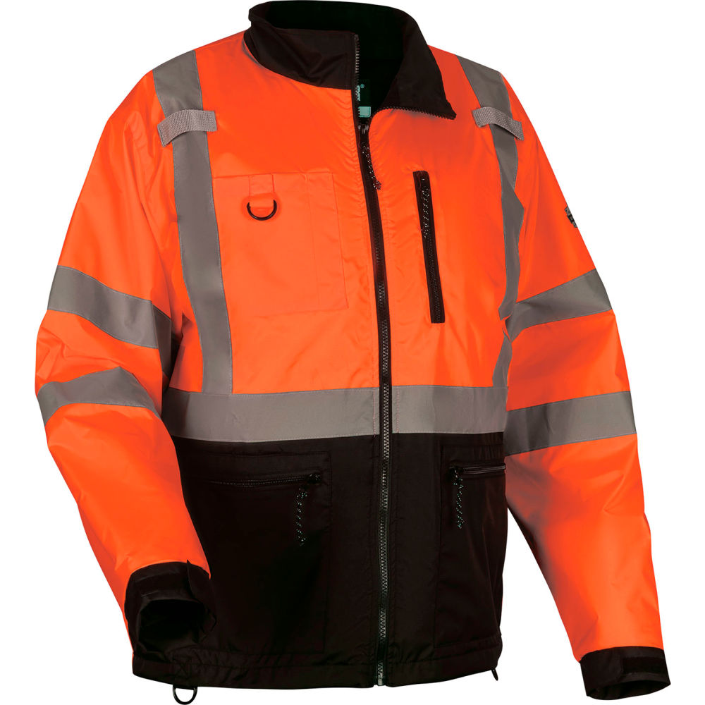 B3131847 High Visibility Windbreaker Water Resistant Jacket - Type R Class 3, Orange - Large