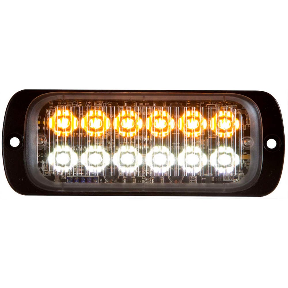 B2262868 4.5 in. Amber & Clear Thin Mount Rectangular Strobe Light with 12 LED, Black