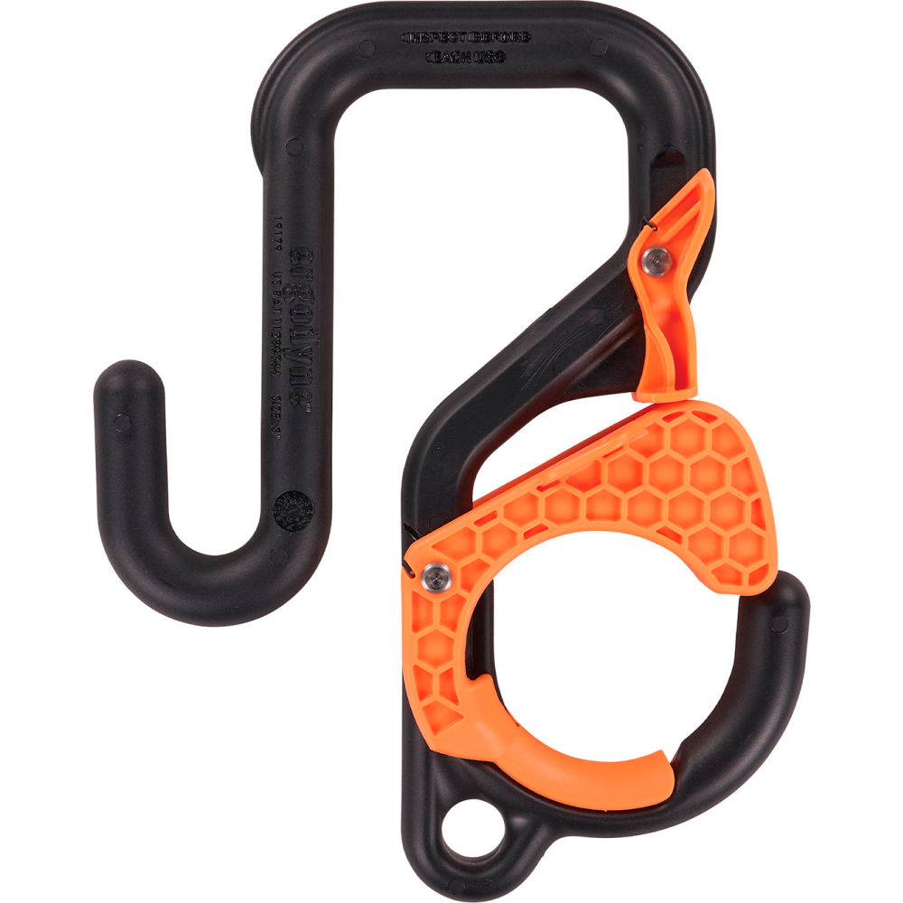 B3131910 3178 Locking Bucket Hook with Tethering Point Single, Black & Orange - 3 in. - 40 lbs Cap