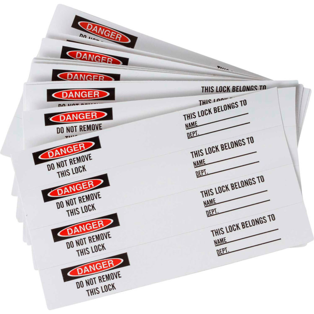 B2249828 121448 Lockout Labels Danger Do Not Remove This Lock - Vinyl - 0.75 x 5 in. - 40 per Pack