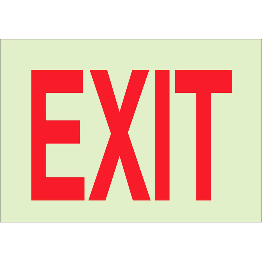 B2249789 73509 BradyGlo Exit Sign Self-Adhesive Polyester - 10 x 7 in.