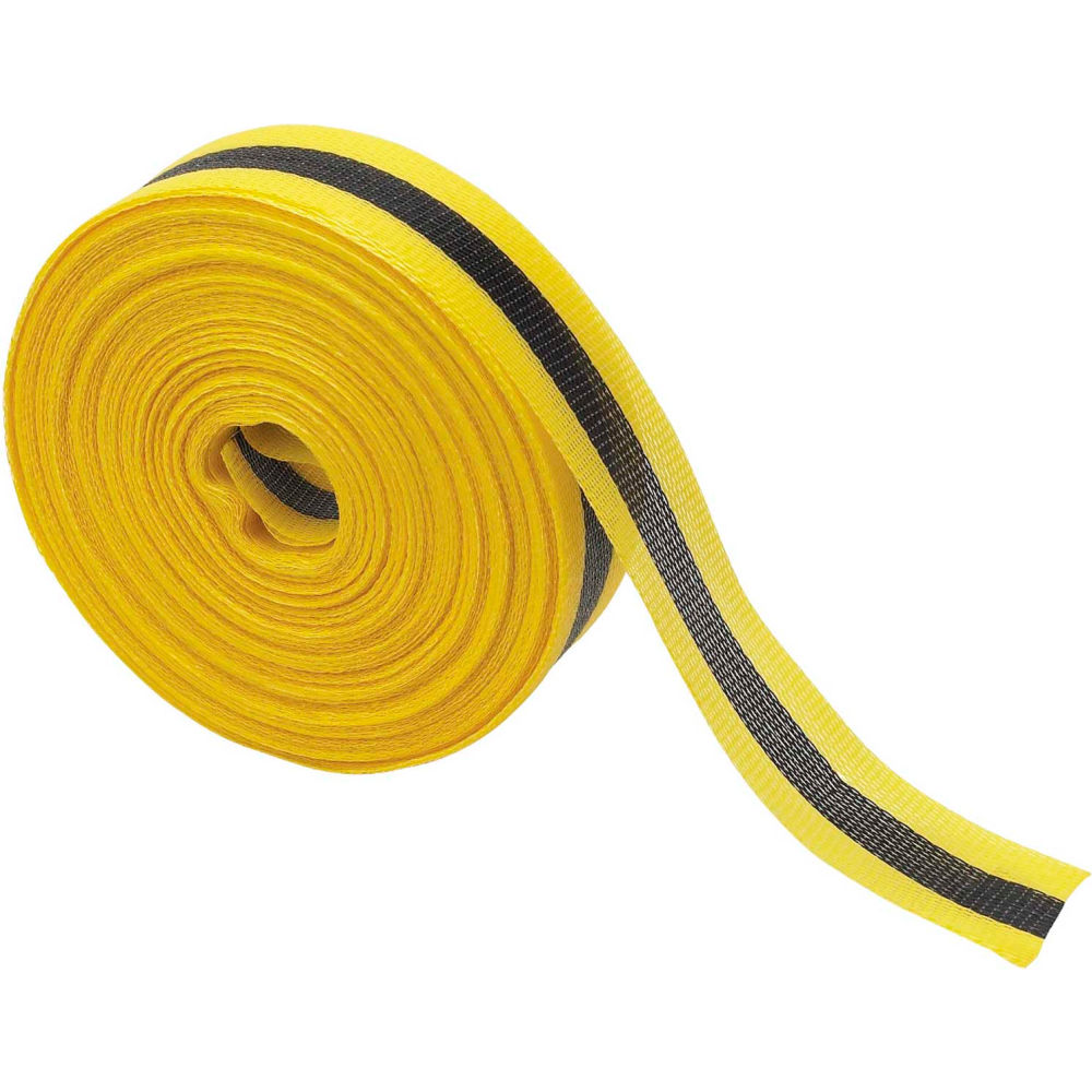 Outdoor Barricade Tape Roll - Woven Polypropylene, Horizontal Stripes, Black on Yellow, 200PK