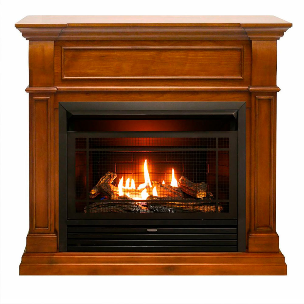 Picture of Bluegrass Living B3082966 Duluth Forge Dual Fuel Ventless Gas Fireplace with Mantel 26000 BTU Remote Apple Spice DFS-300R-4AS