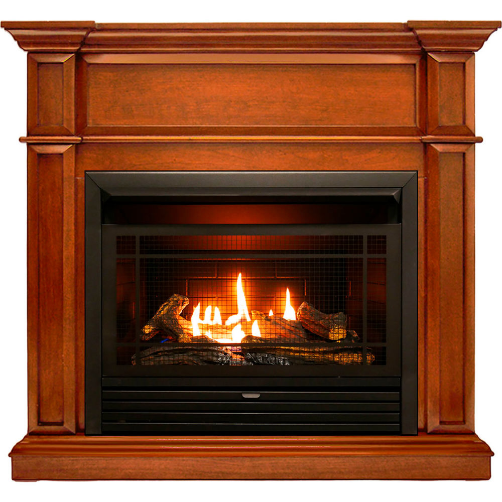 Picture of Bluegrass Living B3082967 Duluth Forge Dual Fuel Ventless Gas Fireplace with Mantel 26000 BTU T-Stat Apple Spice DFS-300T-3AS