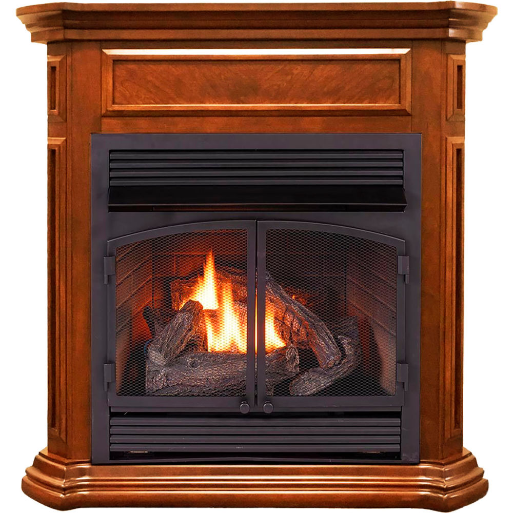 Picture of Bluegrass Living B3082673 Duluth Forge Dual Fuel Ventless Gas Fireplace with Mantel 32000 BTU T-Stat Apple Spice DFS-400T-4AS