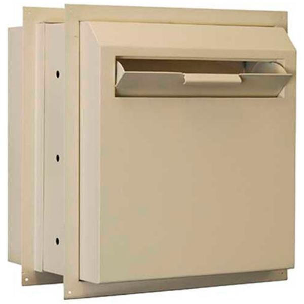 14 x 12 x 15 in. Through-The-Wall Locking Depository Drop Box, Beige