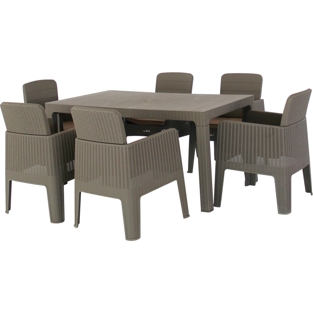 Picture of RTA Products B3125587 Lucca Dining Set with Beige Cushions&#44; Gray - 7 Piece