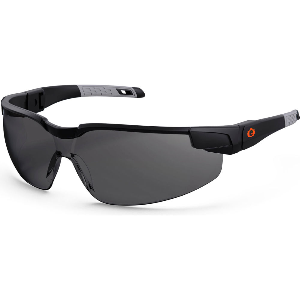 Dellenger Safety Glasses - Smoke Lens - Matte Black Frame - Adjustable Temples - UV Protection