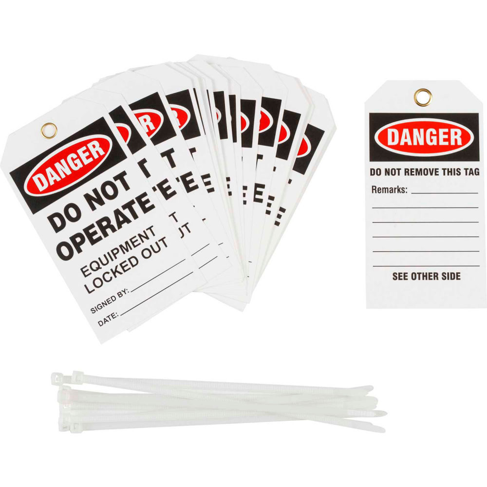 B2249469 TG027E Lockout Tag - Danger Do Not Operate Equipment Locked Out Cardstock - 25 per Pack