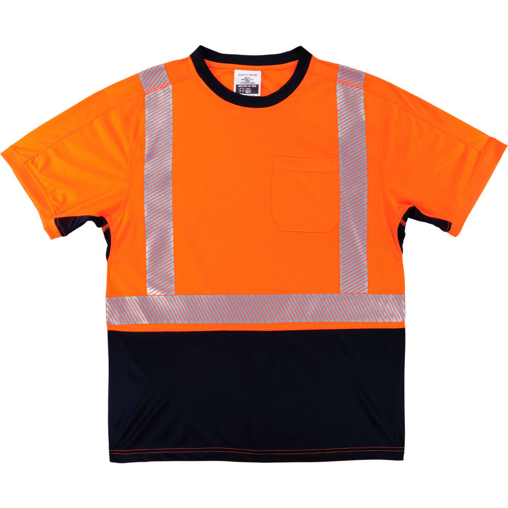 B3113011  GloWear 8283BK Lightweight Performance Hi-Vis T-Shirt Class 2 Black Bottom, Orange - Large