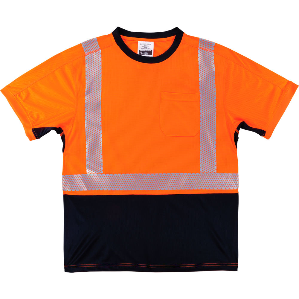 B3113014  GloWear 8283BK Lightweight Performance Hi-Vis T-Shirt Class 2 Black Bottom, Orange - 3XL