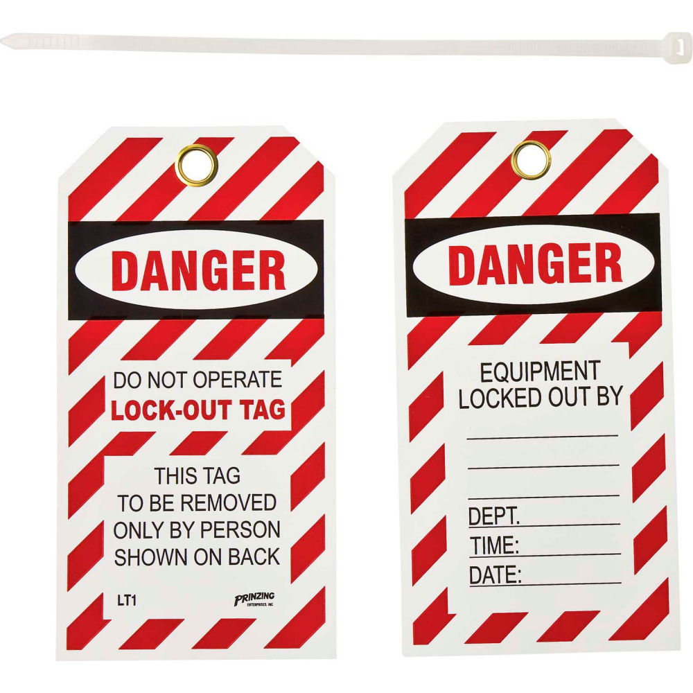 B2249458 LT10 Lockout Tag - Danger Do Not Operate Lock-Out Tag 2 Sided Vinyl - 25 per Pack - 10 per Pack