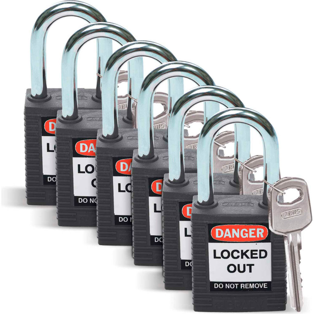 B2249797 51353 Lockout Padlock - Keyed Differently 1.5 in. Plastic & Steel, Black - Pack of 6
