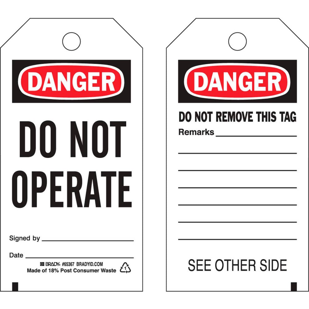 B2249641 65367 Danger Do Not Operate Tag 2 Sided Polyester - 3 x 5.75 in. - 25 per Pack