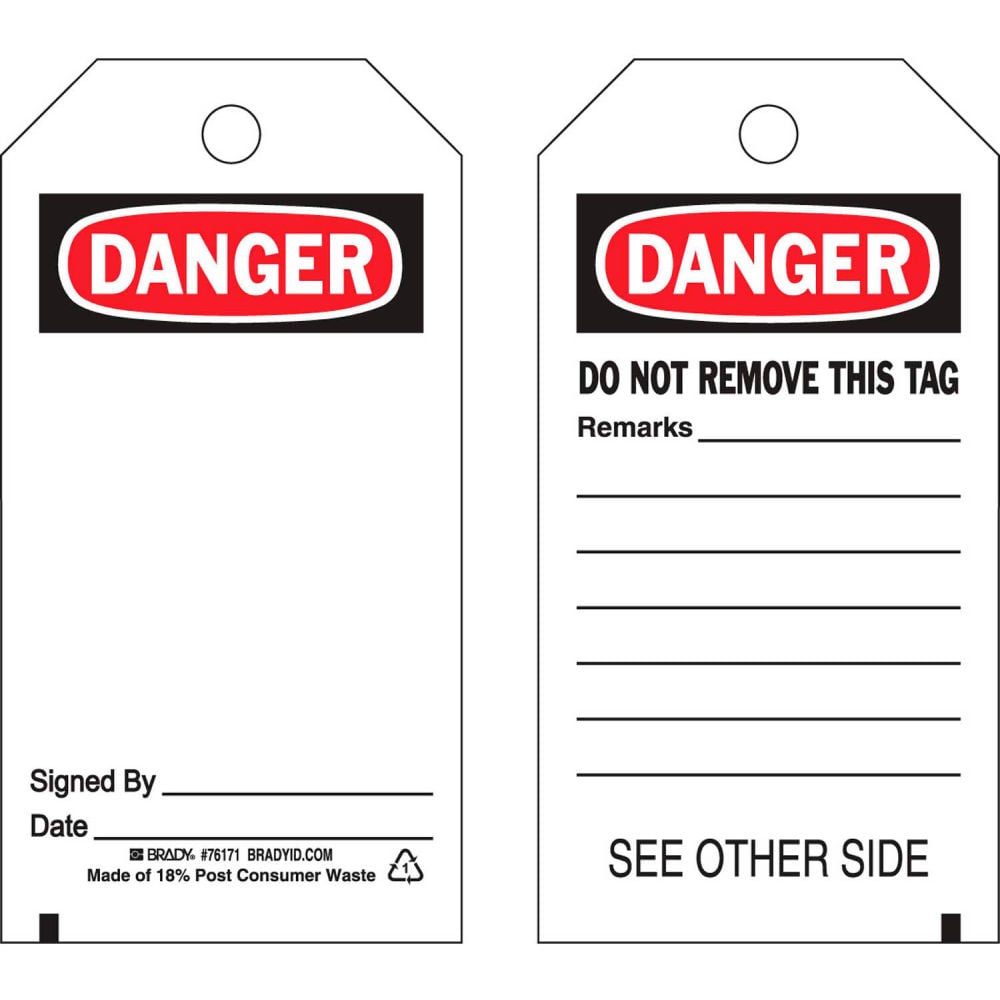 B2249767 76171 Danger Accident Prevention Tag - 2 Sided Polyester - 3 x 5.75 in. - 25 per Pack