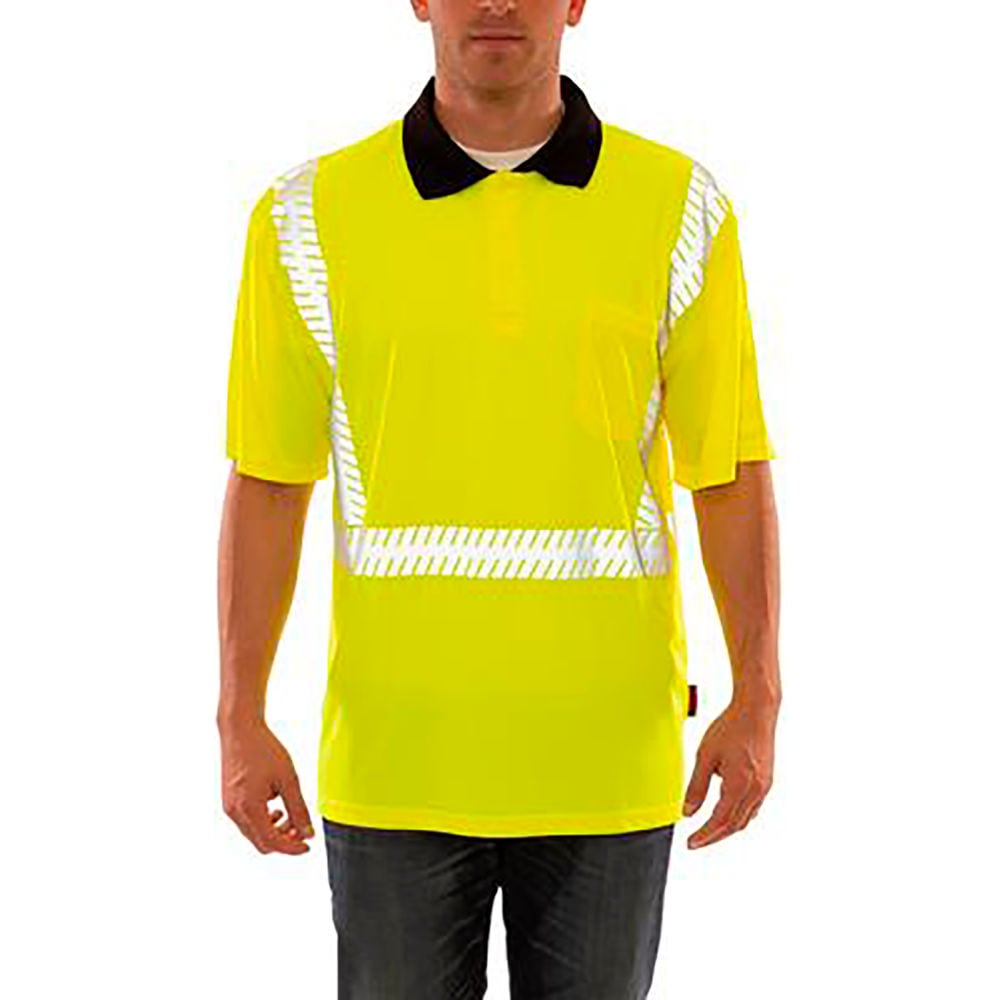 Tingley Rubber B2779306 Job Sight Class 2 Polo Pullover Hi Visibility Shirt Polyester, Lime - Large