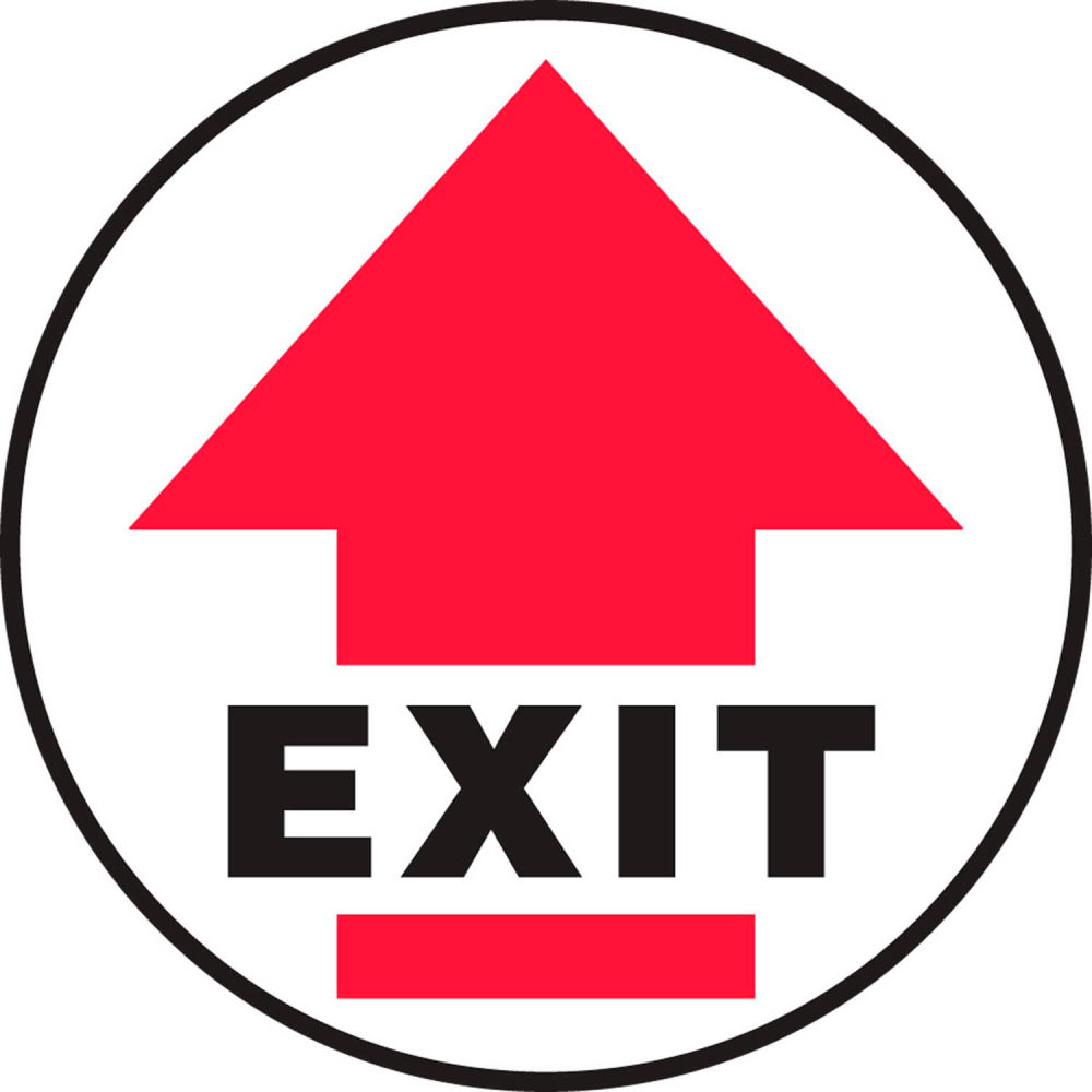 B2254275  MFS1717 Exitwith Arrow Floor Sign17 in. Diameter Adhesive Vinyl