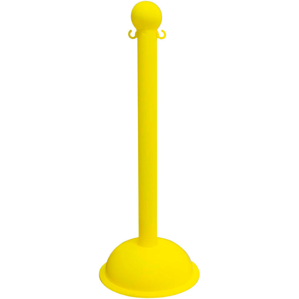 Global Industrial 1634509 41 in. Mr. Chain Heavy Duty Plastic Stanchion Post, Yellow - Pack of 4