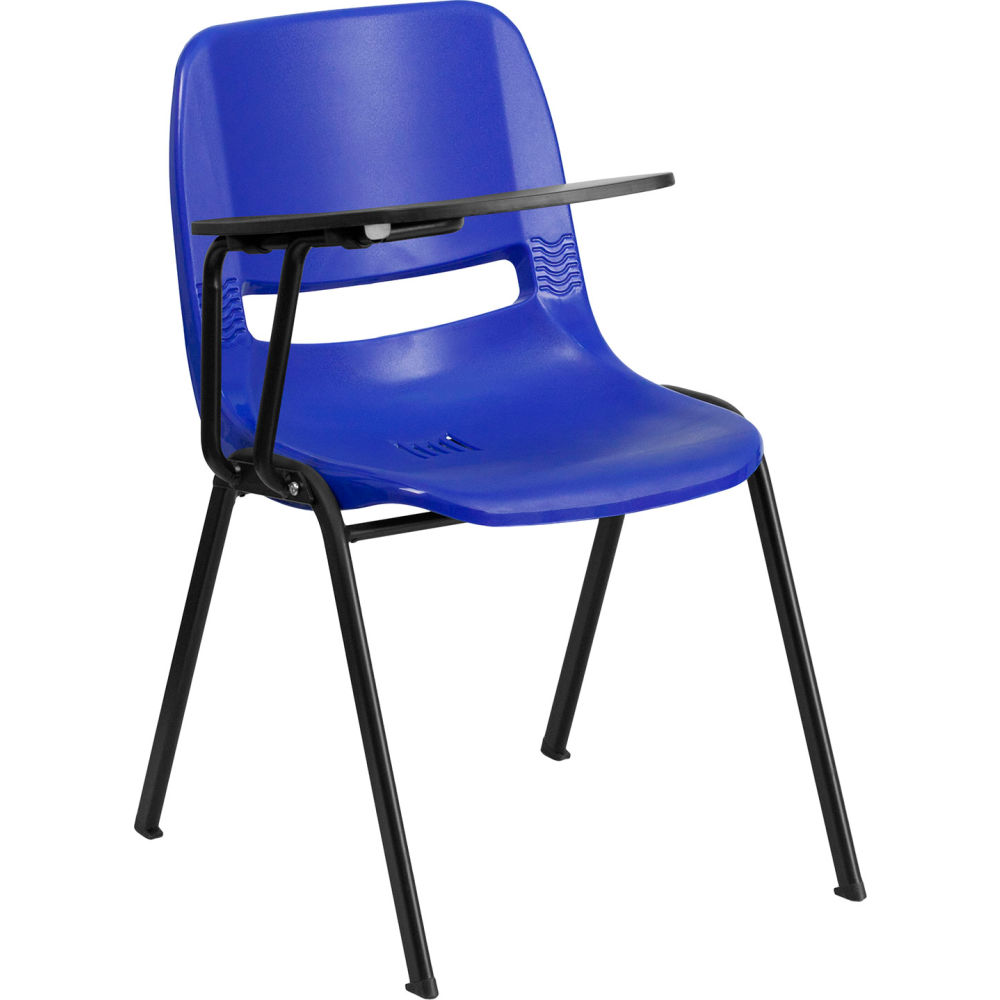Picture of Global Industrial B2308156 Flash Furniture Ergonomic Shell Chair with Right Handed Tablet Arm&#44; Blue
