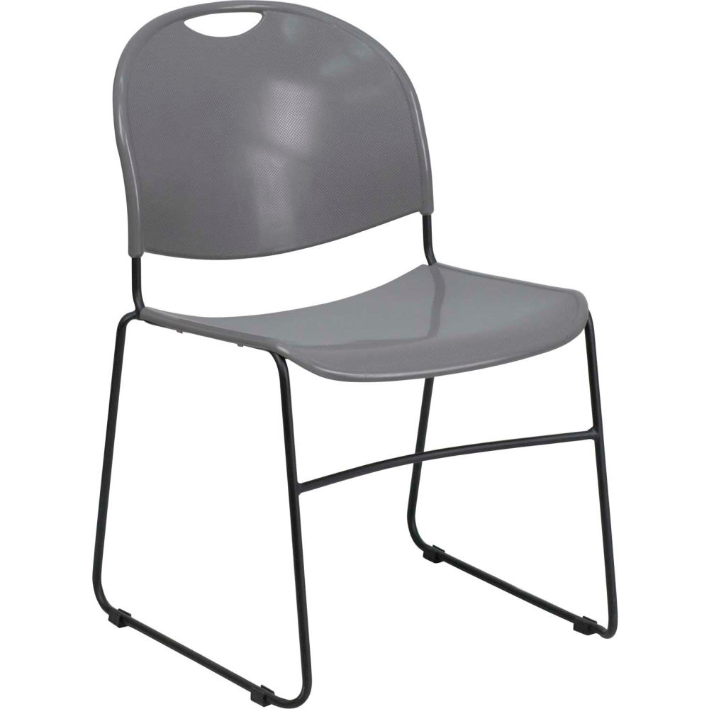 Hercules Series Ultra Compact Stacking Chair - Black & Gray - Set of 4 - 880 lbs Capacity